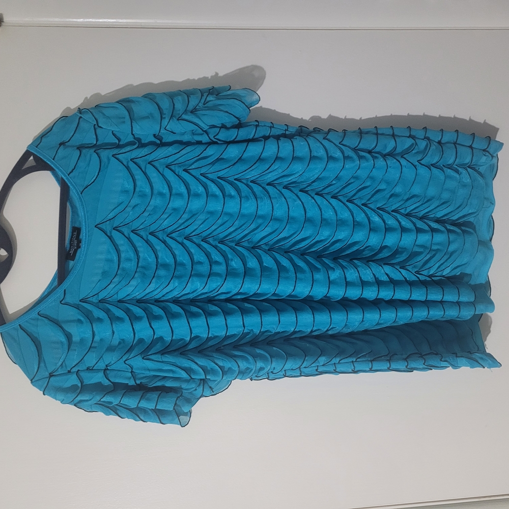 Notations Blue Textured Blouse